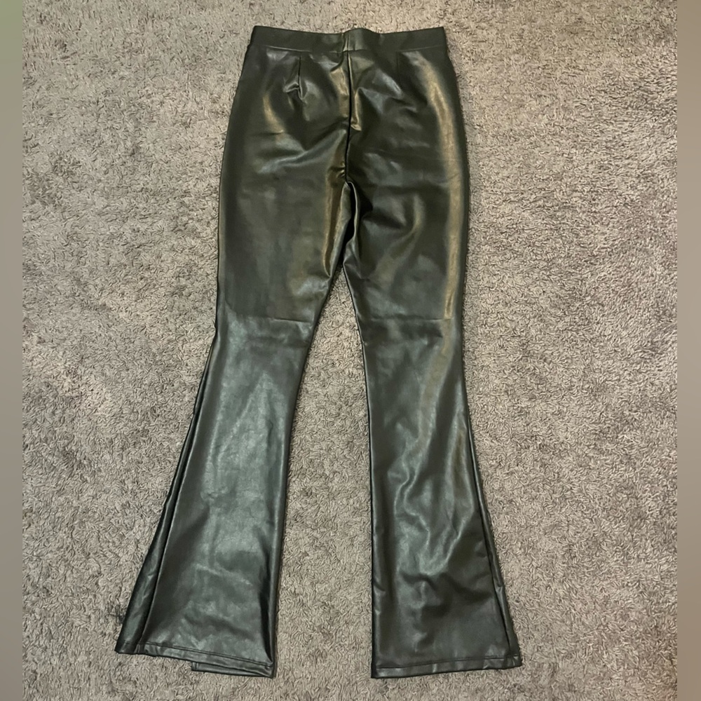 NWOT faux leather black flare pants